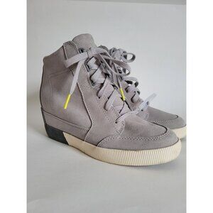 Sorel Womens Gray Dove Suede Out N About Leather Wedge ankle boots size 7.5 Warm